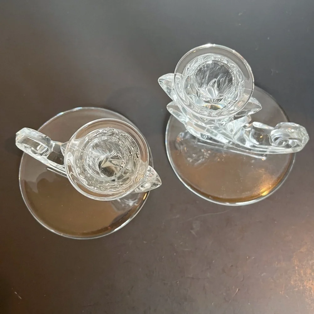 Vintage Art Deco Fostoria Glass Candlestick Holders
